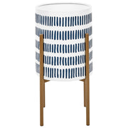 Portavaso in metallo bianco e blu 31 x 31 x 58 cm per interni ed esterni