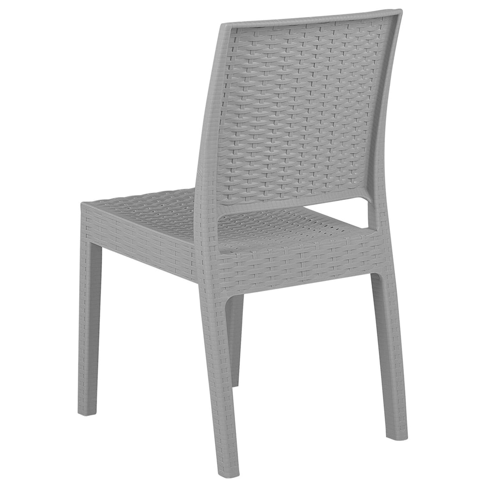 Set da pranzo da giardino Tavolo rettangolare grigio chiaro 140 x 80 cm 6 sedie impilabili 6 posti minimalista