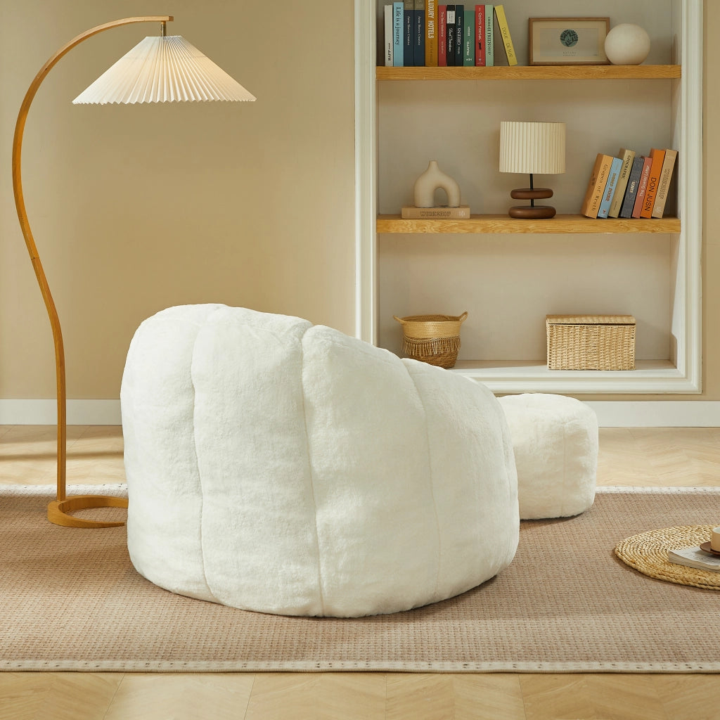 POLTRONA SACCO 105x105x70 cm Bianco sporco con poggiapiedi