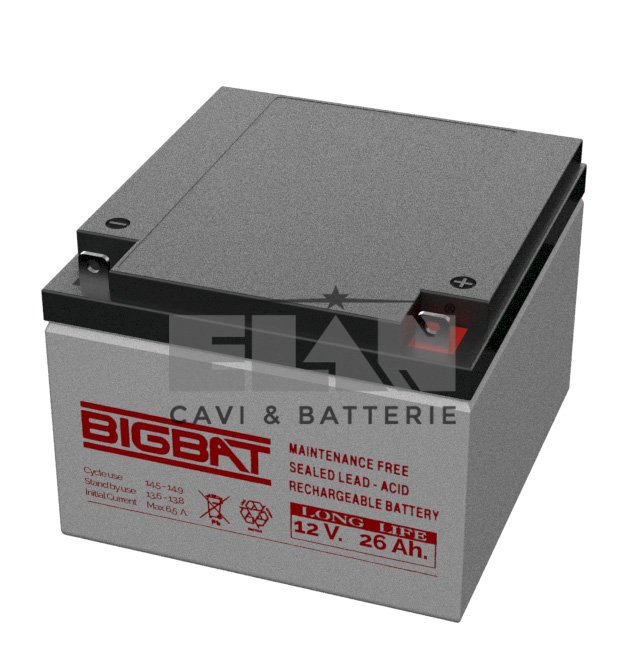 BATTERIA ELAN BIGBAT AL PIOMBO 12V 26Ah LONG LIFE 01224 CONFEZIONE 2 PEZZI