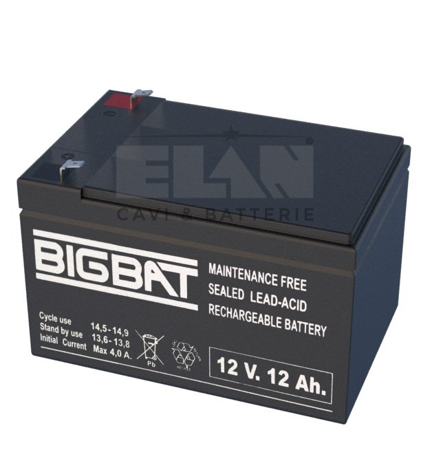 BATTERIA ELAN BIGBAT AL PIOMBO 12V 12Ah 01210 CONFEZIONE 6 PEZZI