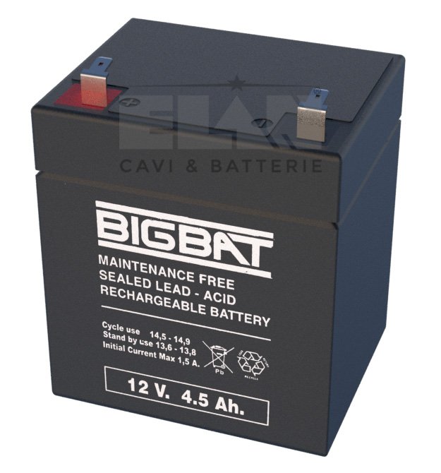 BATTERIA ELAN BIGBAT AL PIOMBO 12V 4,5Ah 01204 CONFEZIONE 12 PEZZI