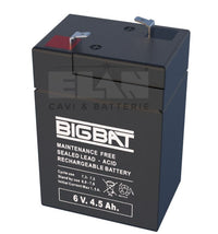 BATTERIA ELAN BIGBAT AL PIOMBO 6V 4,5Ah 00604 CONFEZIONE 20 PEZZI