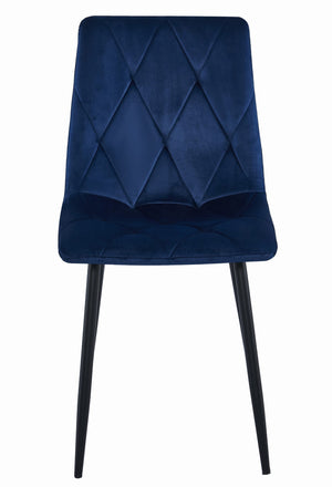 Sedia Valora TYRA in velluto blu navy con gambe in metallo nero x1