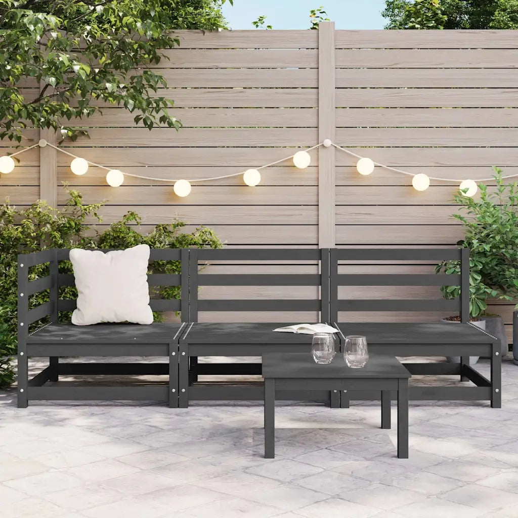 Salotto da Giardino-Set Divani da Giardino 3 pz Grigi in Legno Massello di Pino
