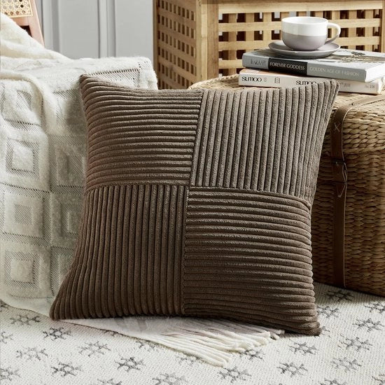 Cuscino copripiuma unico in corduroy scuro 70x70 cm con decorazioni per cuscini di design per cuscini di stile boho per la decorazione di cuscini per divano, stanza da letto, soggiorno e balcone (senza guaina di riempimento)