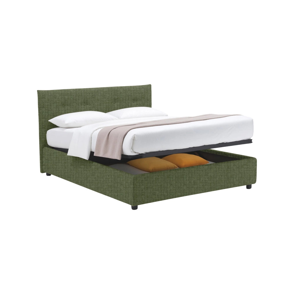 Luton, Letto Piazza e Mezza Sfoderabile Made in Italy, Verde