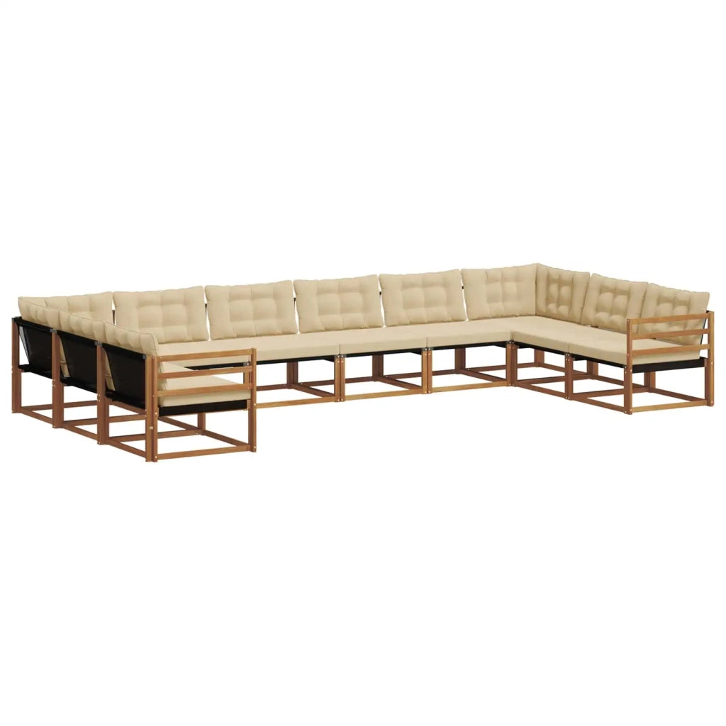 Set di divani da esterno con cuscino 10 pcs Naturale e Beige