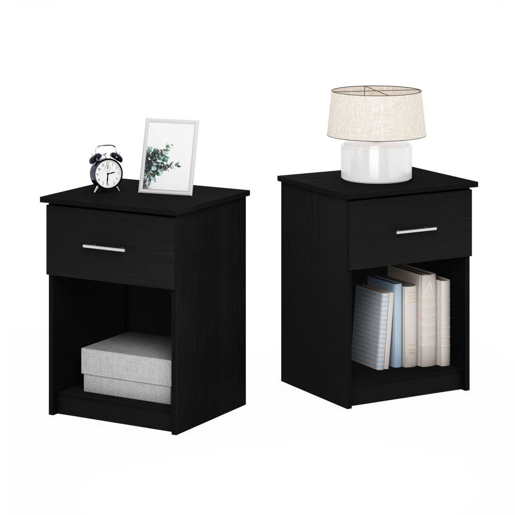 Set di due comodini in legno composito, stile americano