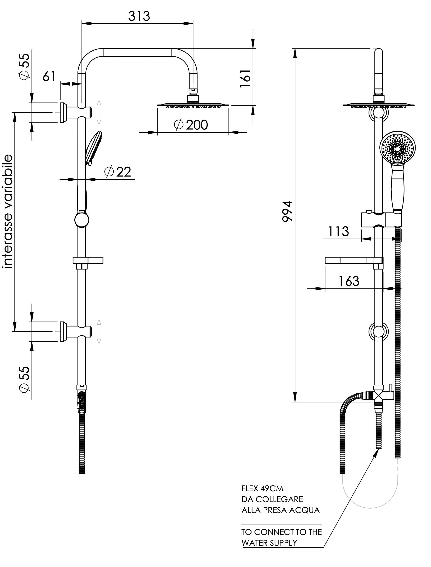 Colonna doccia stile tondo completa