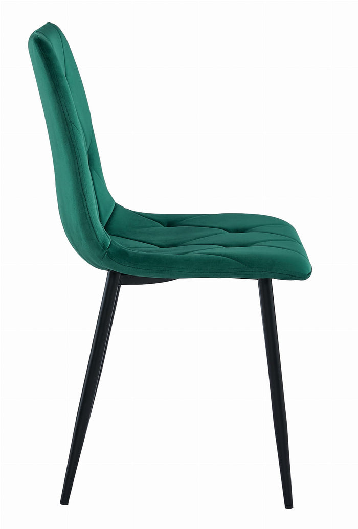 Sedia Valora TYRA in velluto verde scuro con gambe in metallo nero x1