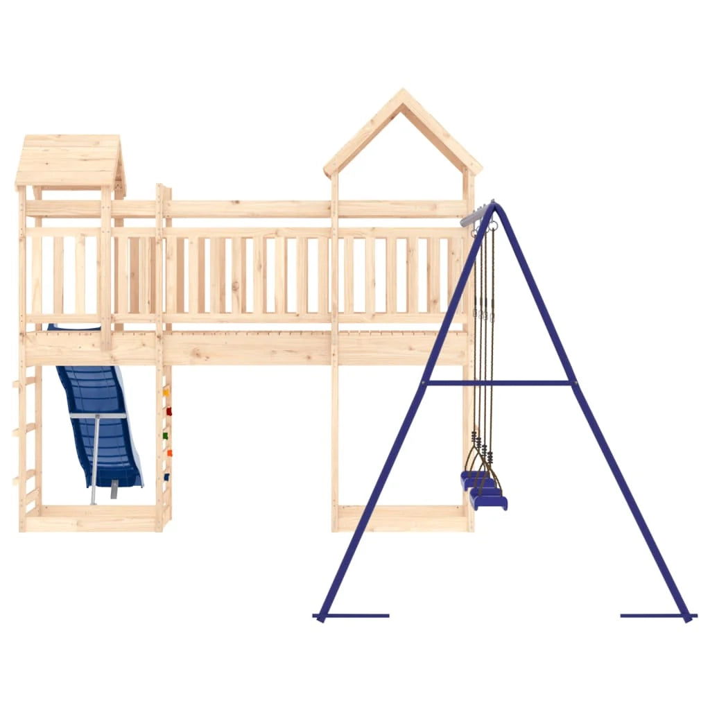 Altalene per parco giochi all'aperto scivolo altalene robuste giochi da giardino 492 x 360 x 264 cm legno di pino massiccio 02_0004785