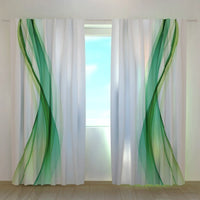 Tende su misura con stampa Onde verdi astratte diverse misure Tende con Stampe 2 x (Largh. x Alt.): 2 x L60 x A100 cm, Tessuto: Chiffon