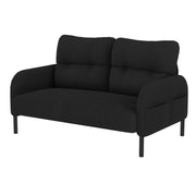 Divano 2 Posti con Schienale Ergonomico e Tasca Laterale; in Velluto a Coste; Nero; 120 × 75 × 79 cm