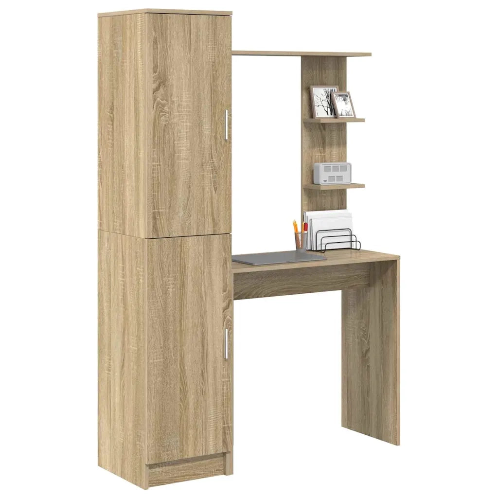 vidaXL Scrivania con Spazio di Archiviazione 2 pcs Rovere Sonoma