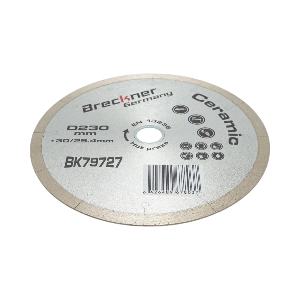 Disco diamantato frazionato continuo 230x30/25,4 mm, segmento 10 mm per piastrelle, maiolica, ceramica dura, marmo Breckner Germany
