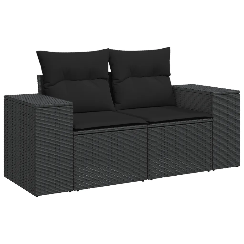 Salotto da Giardino-Set Divani da Giardino 4 pz con Cuscini Nero in Polyrattan 386068