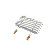 Ompagrill B26740 Griglia Biologica per Barbecue Acciaio Inox 67x40 cm Recupero Grassi Manici Bamboo colore Multicolore