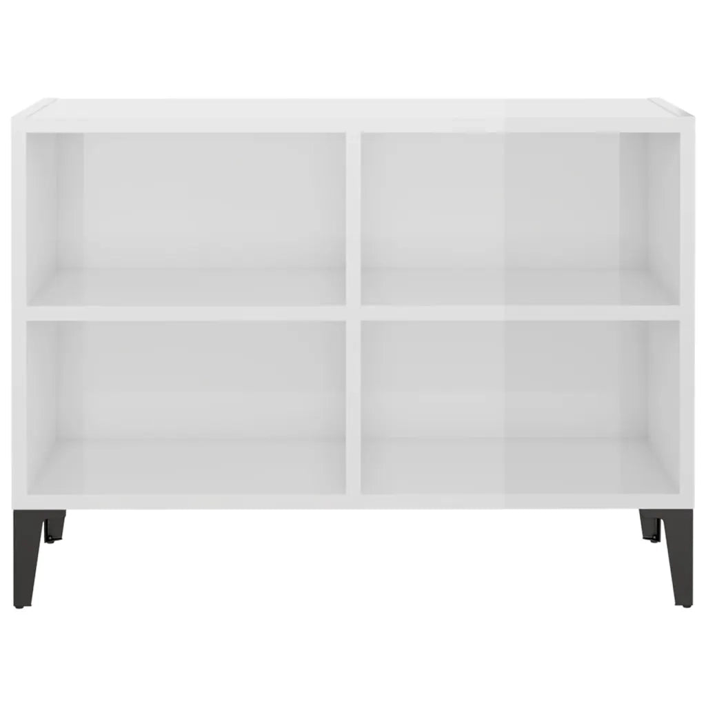 Mobile TV con Gambe in Metallo Bianco Lucido 69,5x30x50 cm 805938