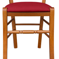 Sedia legno Loris ciliegio con seduta imbottita ecopelle rosso