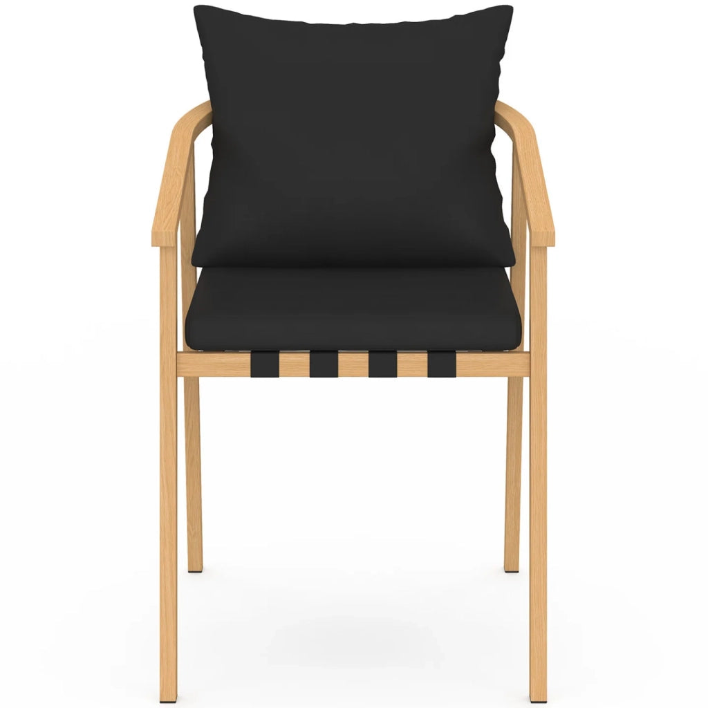 IDMarket - Set di 4 sedie da giardino MALTA, struttura in metallo effetto legno, cinghie e cuscini neri