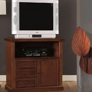 Mobile Porta tv arte povera noce scuro, 1 anta 3 cassetti 1 vano