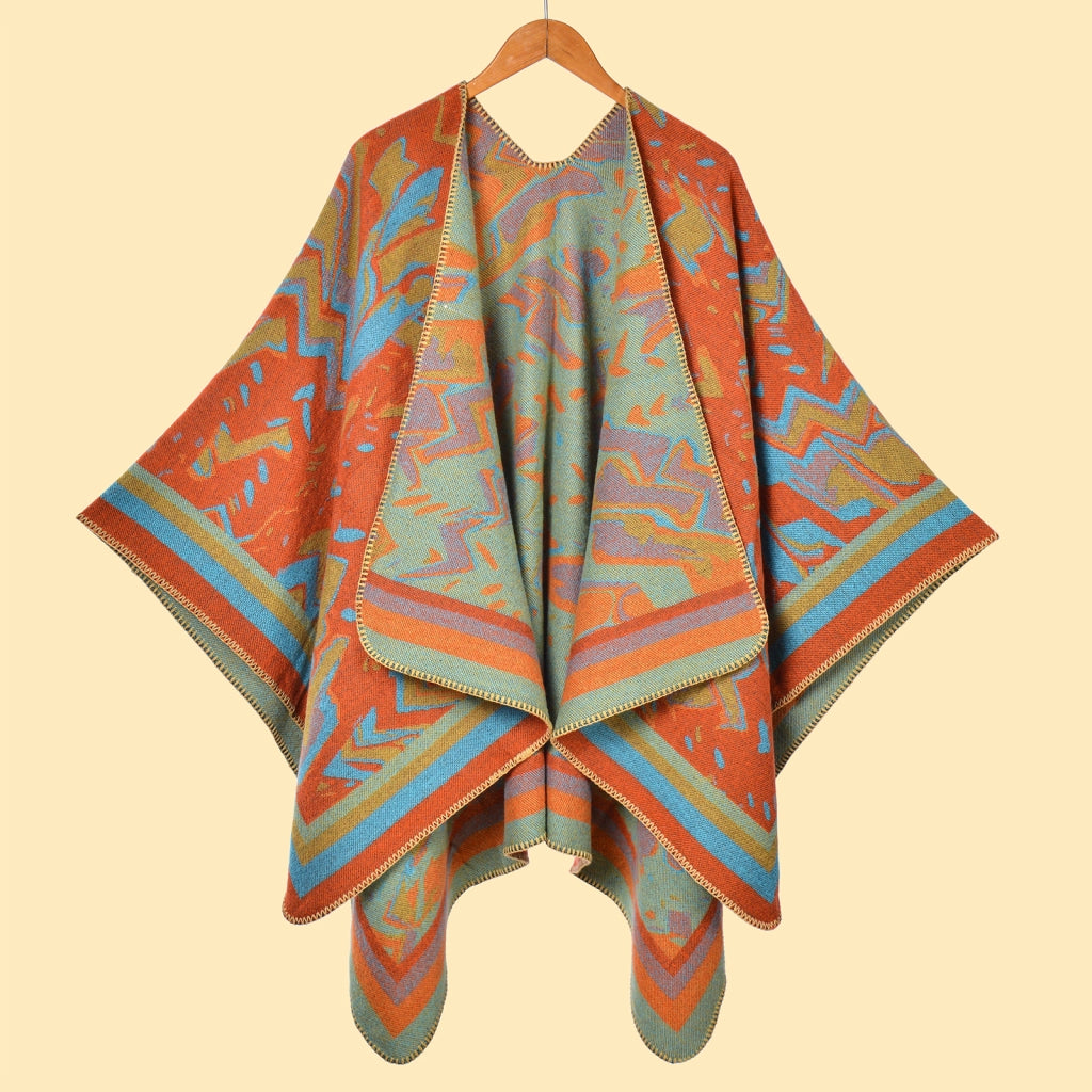 Sciarpa-scialle alla moda con graffiti, stile retr¨°, scialle diviso, mantello caldo - PONHO SHAWLS