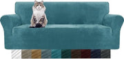Tessuto in flanella spesso per divano, 3 posti, super allungabile, antiscivolo, per cani e gatti, amichevole con gli animali domestici, protezione elastica per divano, 1 pezzo, copertina per divano in piuma, 3 posti, blu pavone
