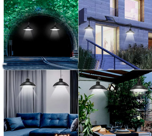 Coppia Lampade a Sospensione Lampadario Faretto Faro Campeggio Energia Solare