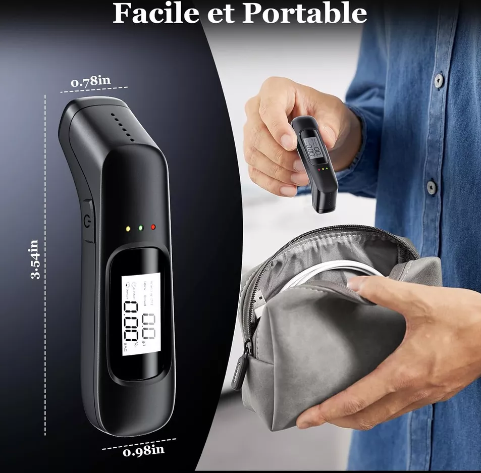 Etilometro Portatile Alcool Test Portatile Display Digitale Chip Alta Precisione