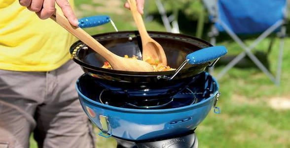 Campingaz 2000030685 Party Grill 400 CV Barbecue e Fornello Portatile 2000W accensione Piezo griglia piastra reversibile colore Nero Blu