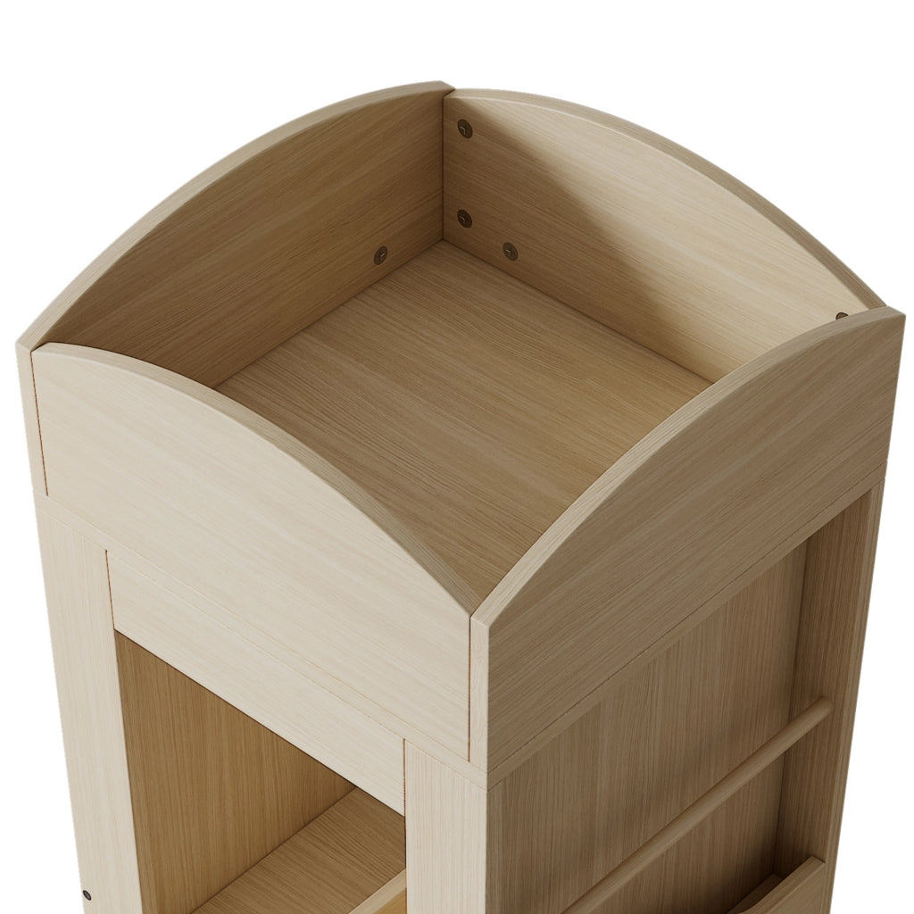 Libreria girevole 360° in MDF naturale, scaffale salvaspazio multifunzione per libri e giochi