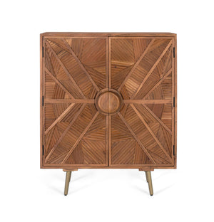Credenza alta in legno di mango con ante intagliate