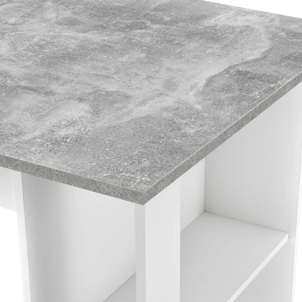 Tavolo da bar di design con superfici di appoggio tavolo da bistrot con 3 ripiani truciolare 110 x 50 x 103 cm effetto cemento bianco 03_0006205