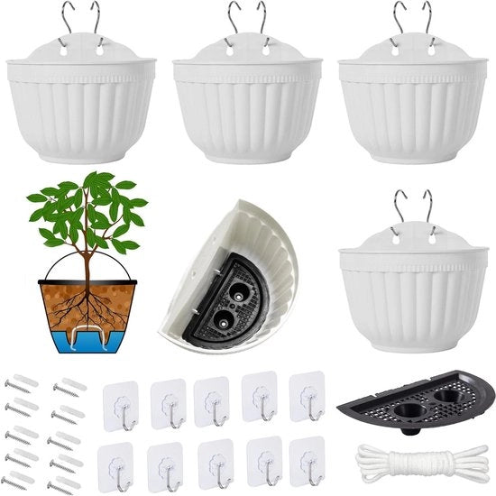 Pianta per muro con funzione di sollevamento per interrare - Giardino verticale per interni ed esterni 5 pezzi - Bianco
