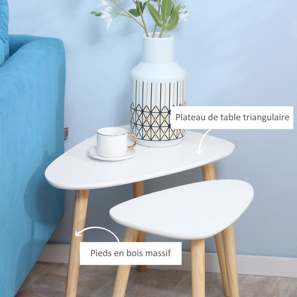 Set 2 tavolini da caff¨¨ impilabili ¨C Xylo ¨C legno bianco stile scandinavo