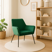 Poltrona in velluto imbottita con braccioli Nova verde | Duzzle