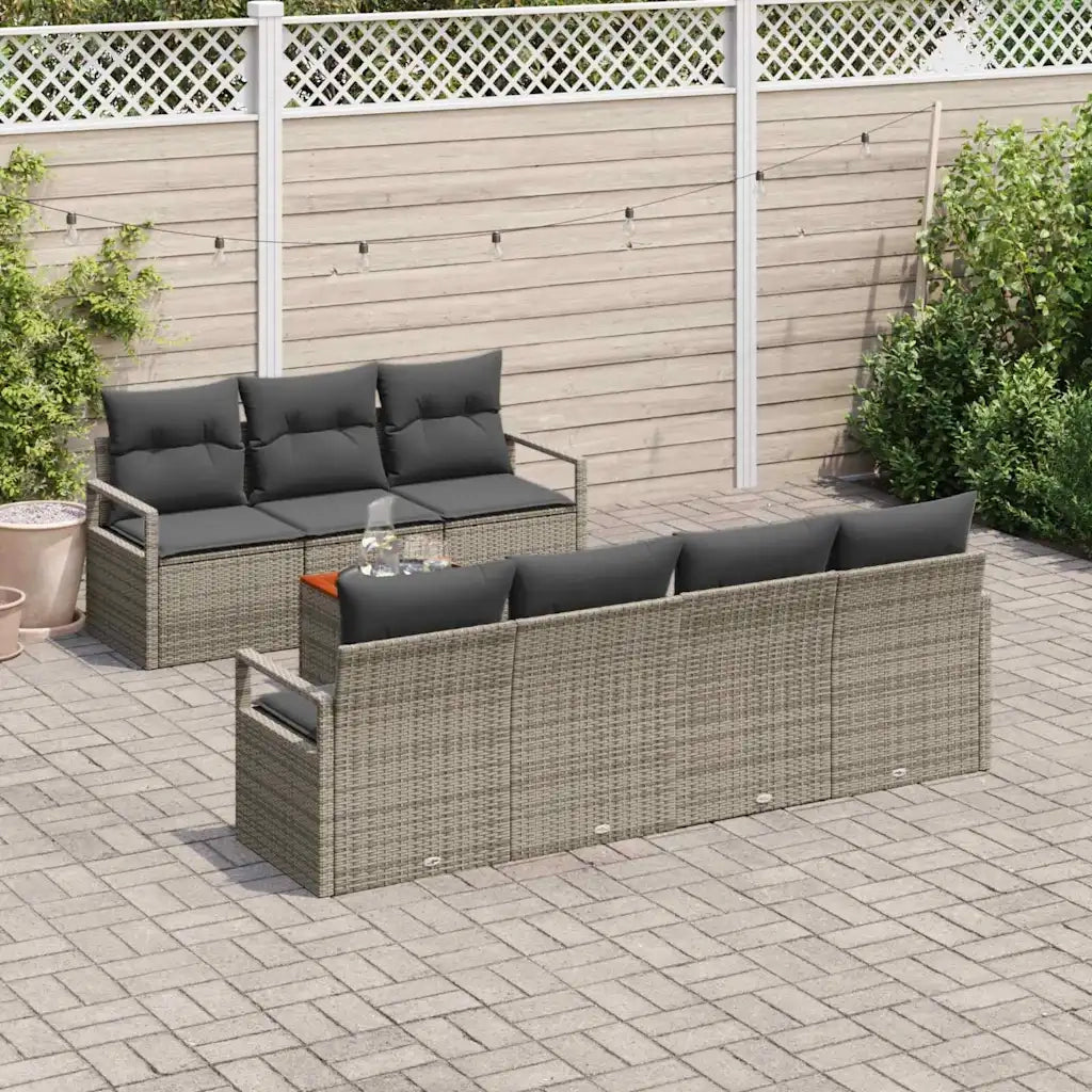 Set Divano da Giardino 8 pcs Grigio polyrattan 3356333