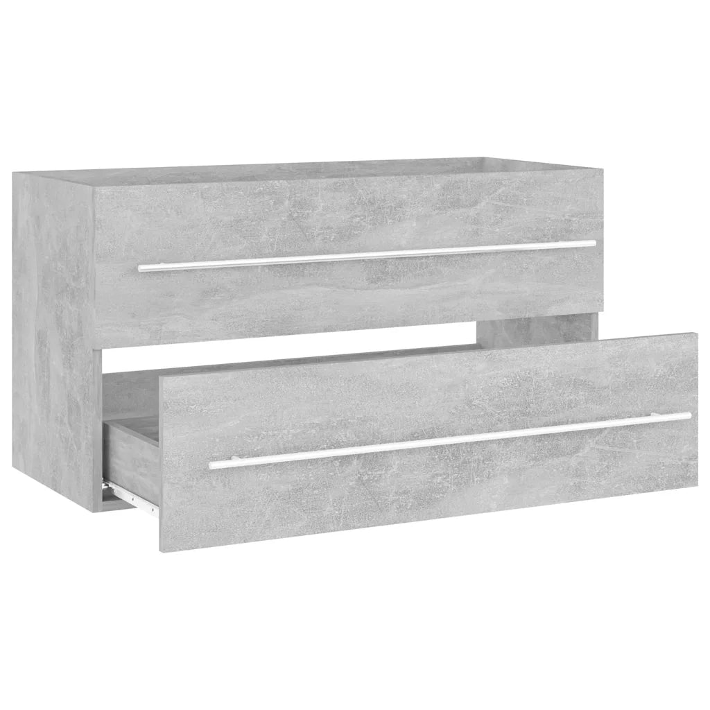Set Mobili da Bagno 2 pz Grigio Cemento in Legno Multistrato 804849