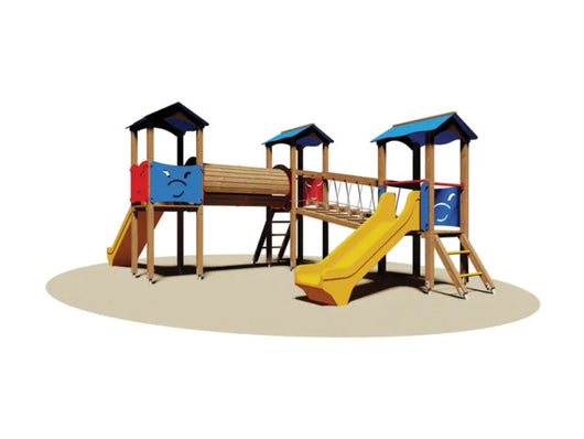 Villaggio Alicante 828 Giochipark 3 torrette ponte tunnel scivoli EN 1176 - Vetroresina