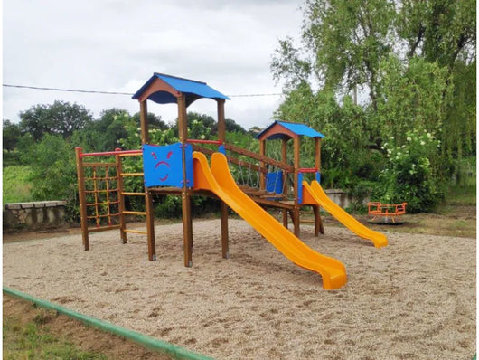 Villaggio Malaga 827 Giochipark doppia torre ponte scivoli EN 1176 - Polietilene colorato