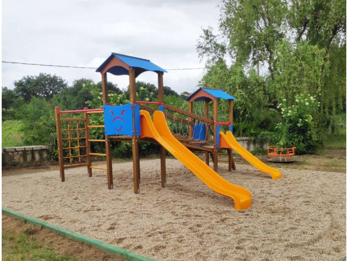 Villaggio Malaga 827 Giochipark doppia torre ponte scivoli EN 1176 - Vetroresina