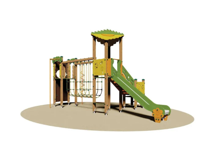 Villaggio Beverly 902 Giochipark torretta ponte scivolo arrampicata EN 1176 - Acciaio inox