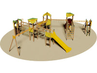 Villaggio Tortuga 912 struttura in legno 6 torrette scivoli altalena Giochipark