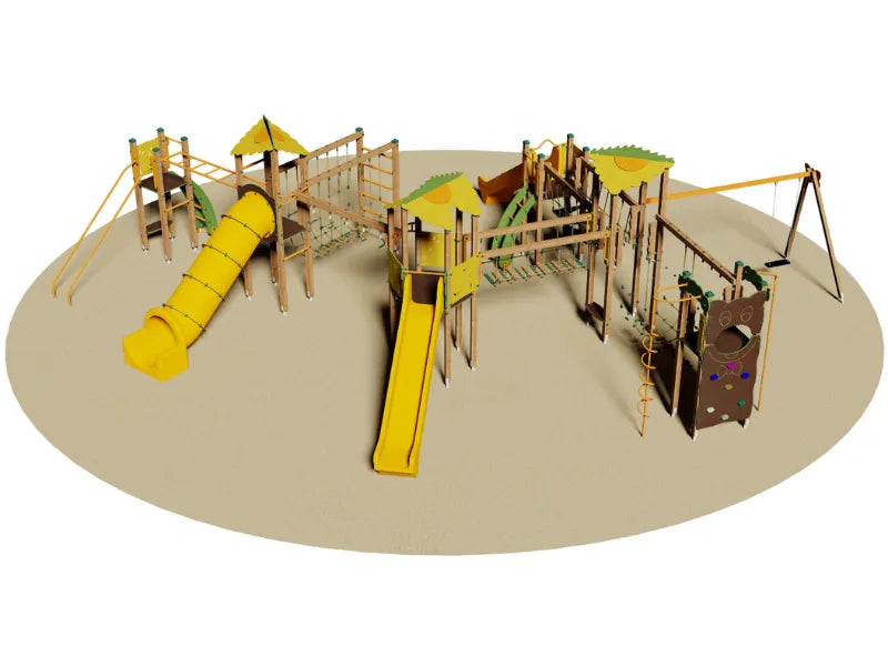 Villaggio Tortuga 912 struttura in legno 6 torrette scivoli altalena Giochipark