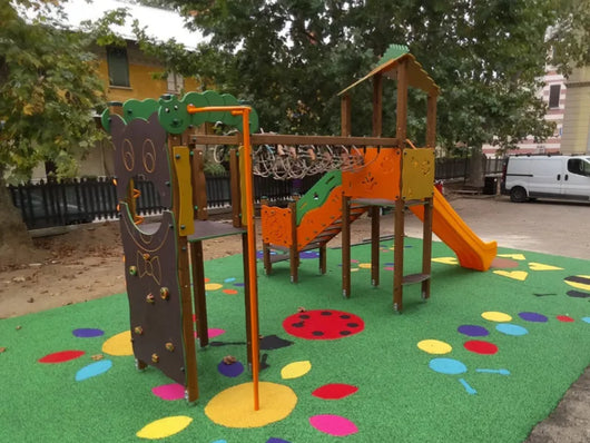 Villaggio Beverly 902 Giochipark torretta ponte scivolo arrampicata EN 1176 - Polietilene colorato