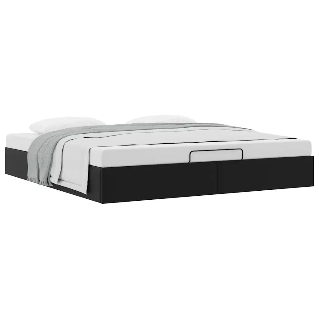 Struttura Letto Pouf senza Materasso Nero 180x200 cm Similpelle