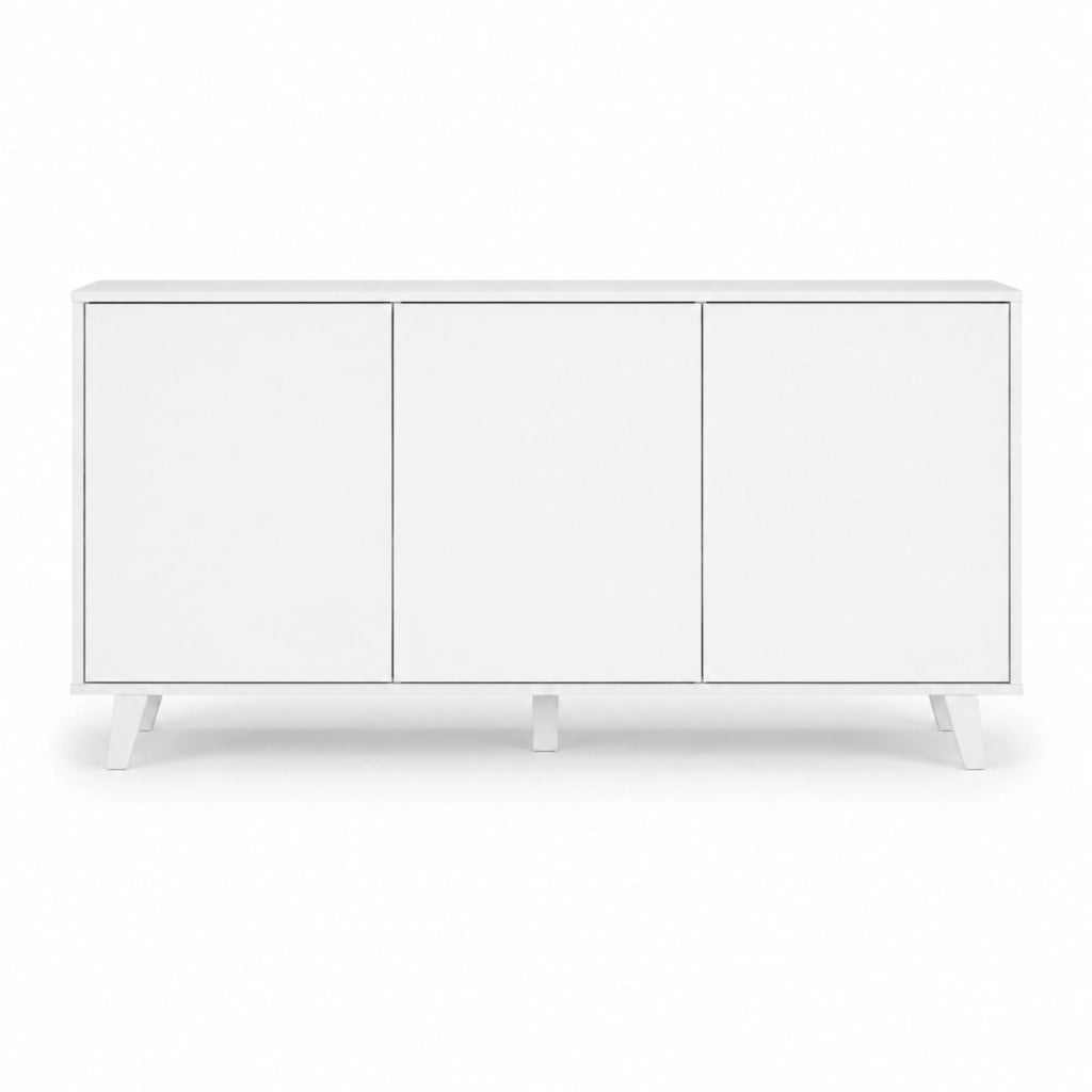 Mobiletto Credenza Moderna Con 3 Ante Senza Maniglie E Piedini Rialzati Per Ingresso Corridoio Soggiorno Salotto Zona Living 154 X 72 X 40 Cm Bianco