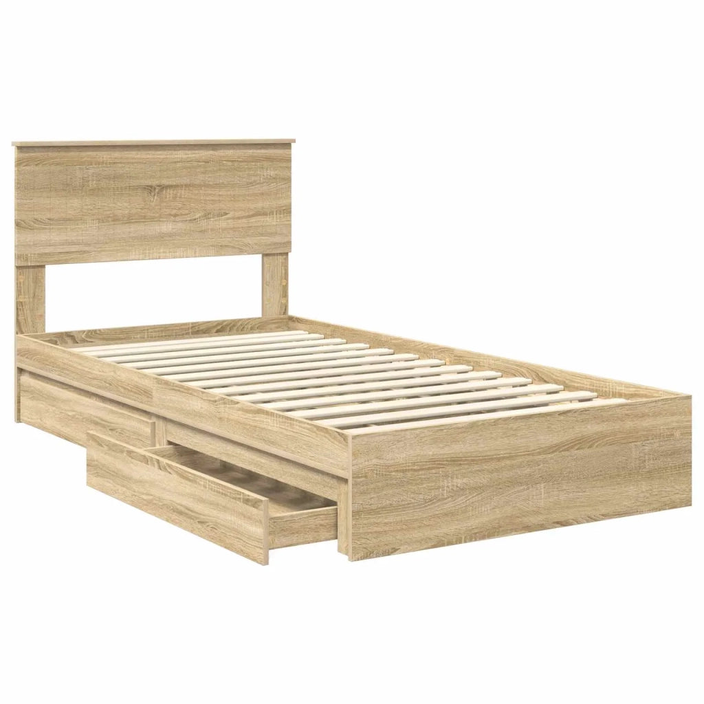 Letto con Contenitore con testiera Rovere Sonoma 100 x 200 cm