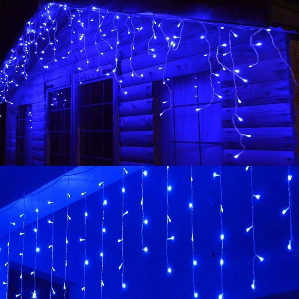 Tenda luminosa Luce Natale da esterno 380 led Blu e Bianco 10 MT Prolungabili